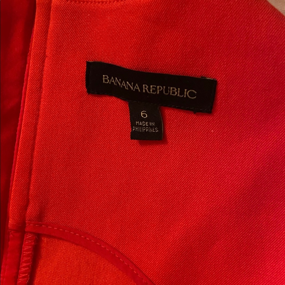 Banana Republic Dress Sz 6 Red Fit & Flare Sleeveless Below Knee Zipper Y2K - Picture 2 of 9